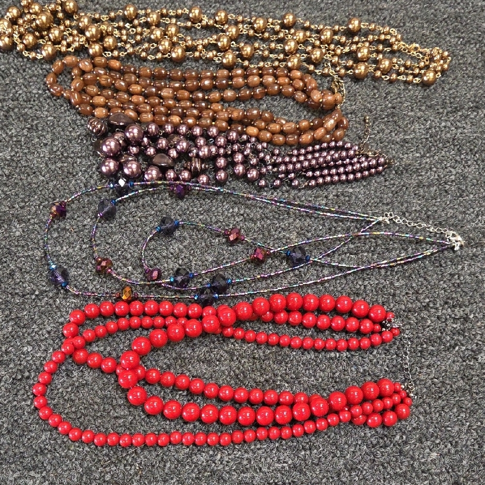 5 Unbranded Multi-Strand Beaded Necklace - Red and Brown Options - Picture 11 of 11